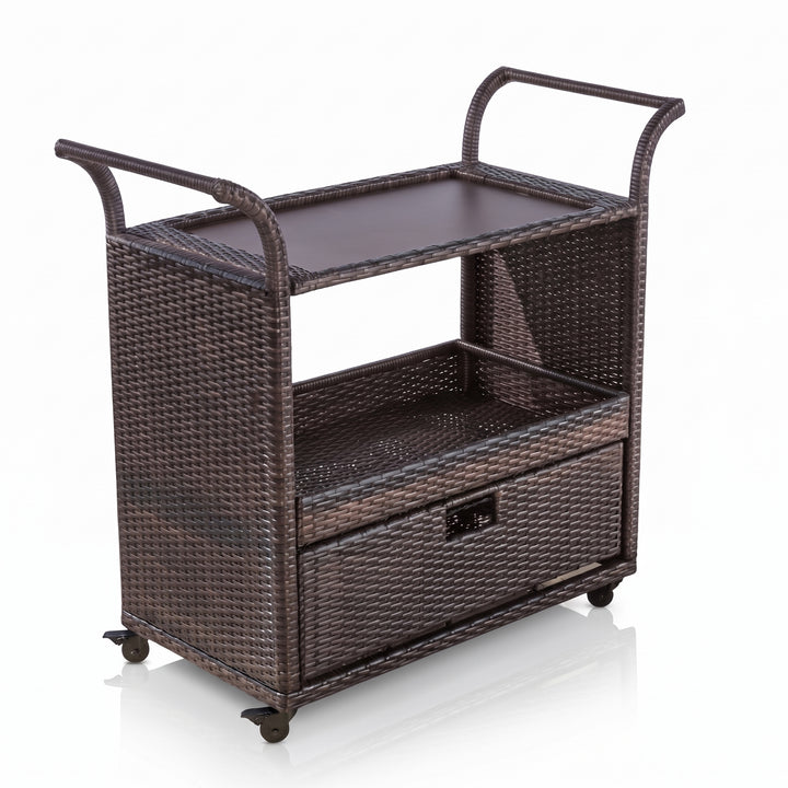 KNOX Outdoor Patio Bar Serving Cart (Dark Brown)