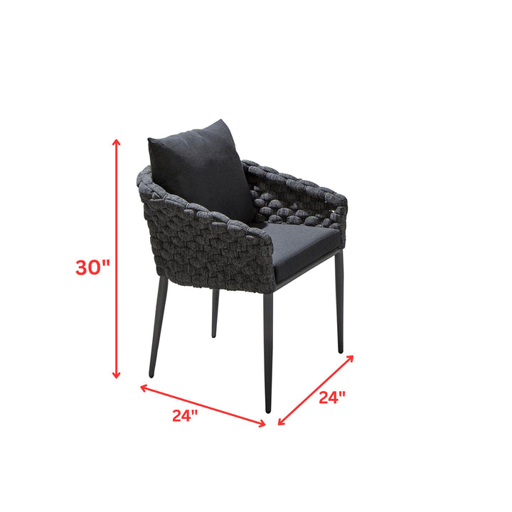 Luktro Outdoor Garden Patio Dining Set 4 Chairs and 1 Table Set Braided & Rope