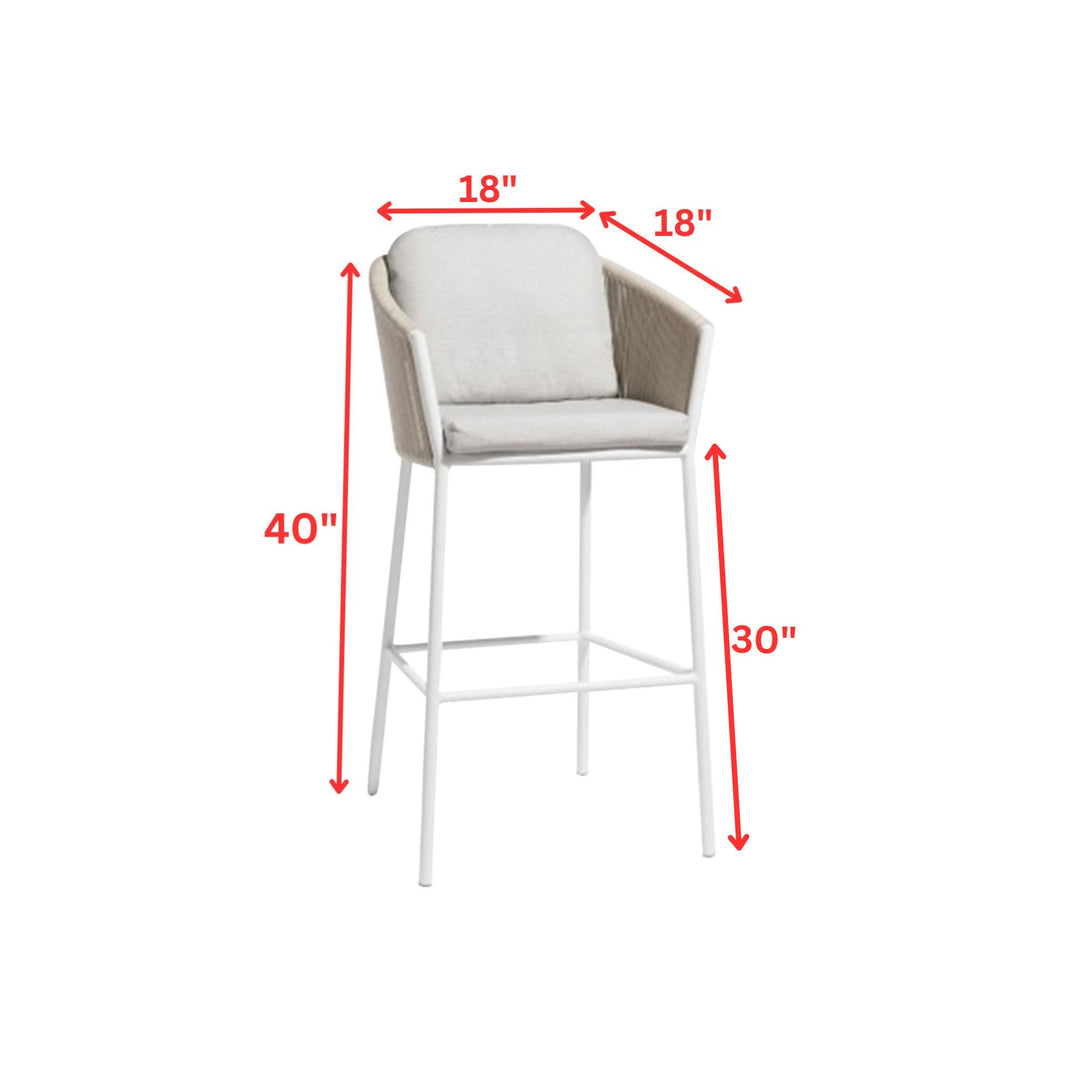 Ince Outdoor Patio Bar Chair 2 Chair For Balcony Braided & Rope