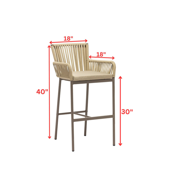 Zeki Outdoor Patio Bar Chair 2 Chair For Balcony Braided & Rope