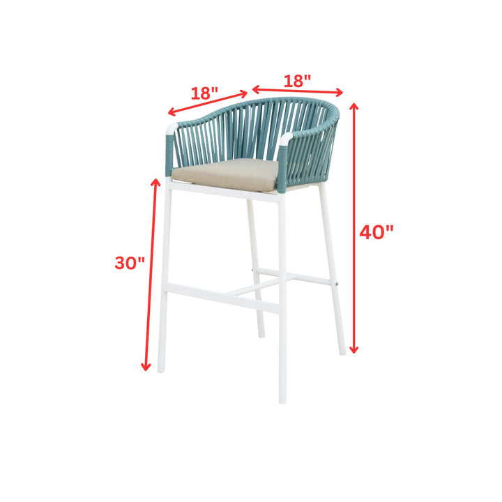 Alp Outdoor Patio Bar Chair 2 Chair For Balcony Braided & Rope