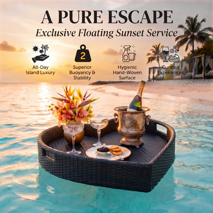 Núria Luxury Floating Serving Tray For Swimming Pool - Black (Heart Shape)