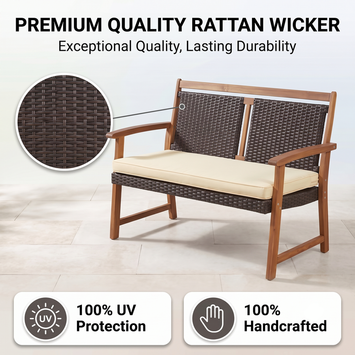 Zyan Outdoor Garden Balcony Sofa Set 2 Seater , 2 Single Seater 1 Center Table Set (Brown) Braided and Rope