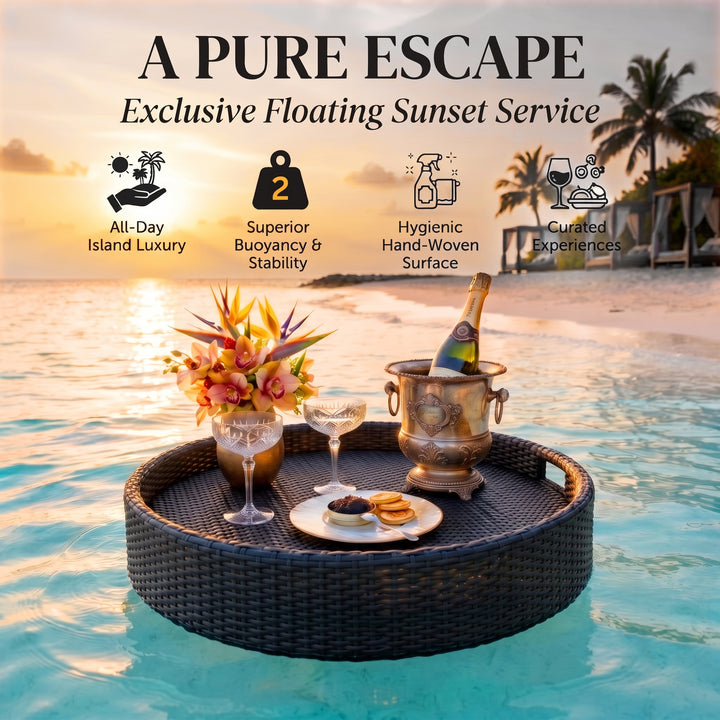 Enciso Luxury Floating Serving Tray For Swimming Pool - Black ( Round )