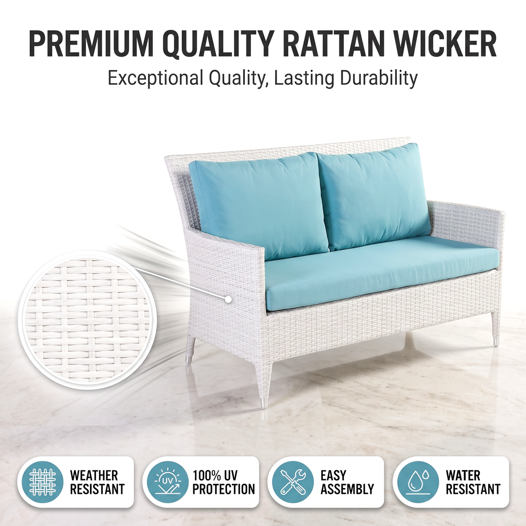 Pio Outdoor Sofa Set  2 Seater , 2 Single seater and 1 Center Table (White)