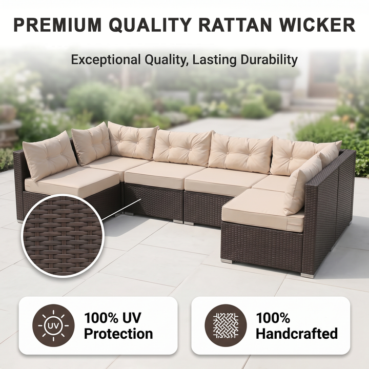 Zullo Outdoor Sofa Set 4 Seater, 2 Single seater and 1 Center Table (Black)