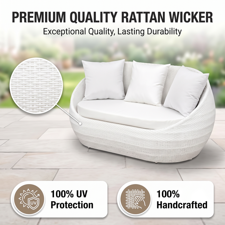 Retto Outdoor Sofa Set 2 Seater , 2 Single seater and 1 Center Table Set (White)