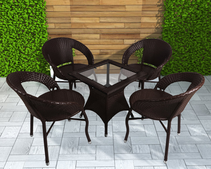 Bloom Outdoor Patio Seating Set 4 Chairs and 1 Table Set (Brown)