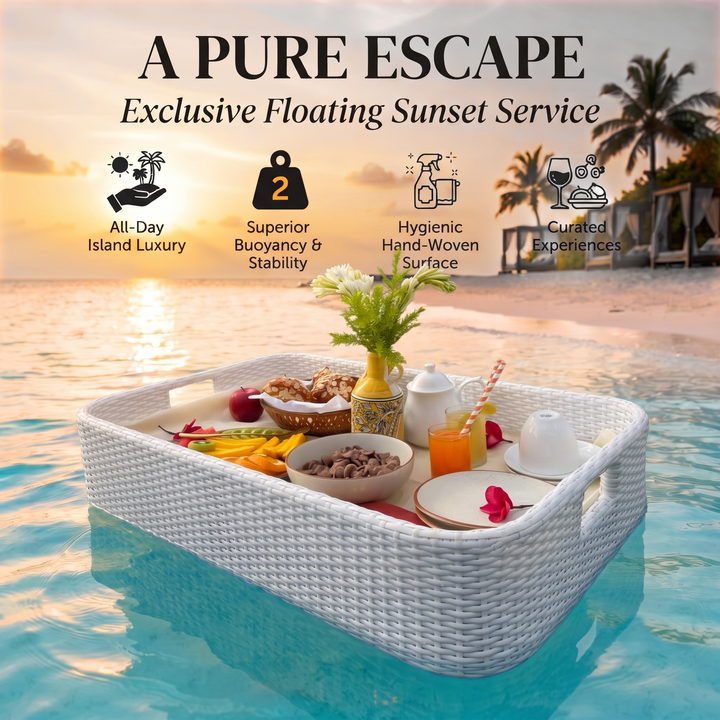 Rocío Luxury Floating Serving Tray For Swimming Pool - White( Rectangle )