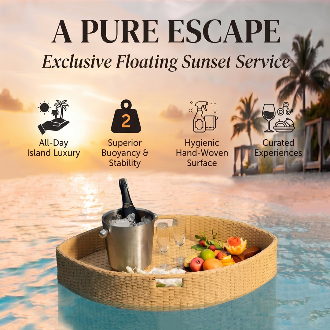 Célia Luxury Floating Serving Tray For Swimming Pool -  Honey (Boat Shape)