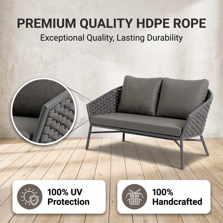 Venezia Outdoor Sofa Set 2 Seater, 2 Single seater and 1 Center Table Braided & Rope