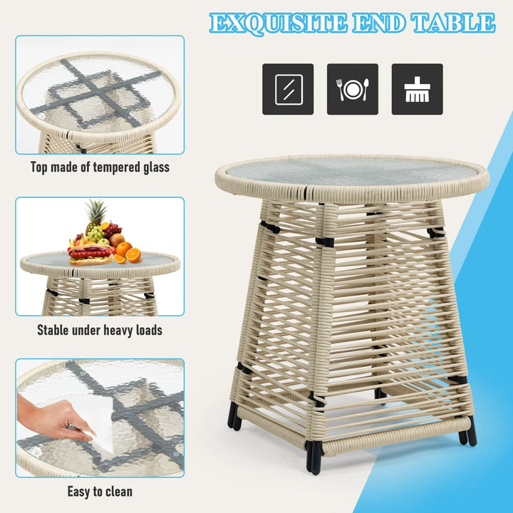 Varqo Outdoor Patio Seating Set 2 Chairs and 1 Table Set Braided & Rope