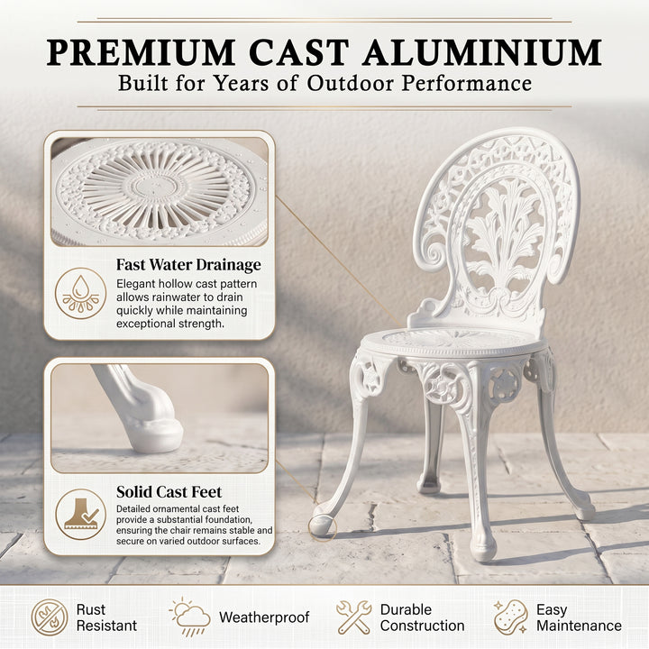 Clux Cast Aluminium Garden Patio Seating 3 Chair and 1 Table Set