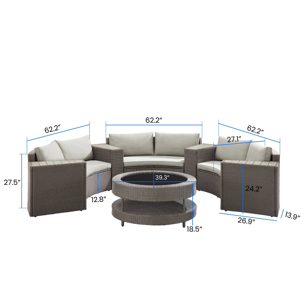 Vimi Outdoor Patio Sofa Set 6 seater and 1 Center Table (Dark brown)