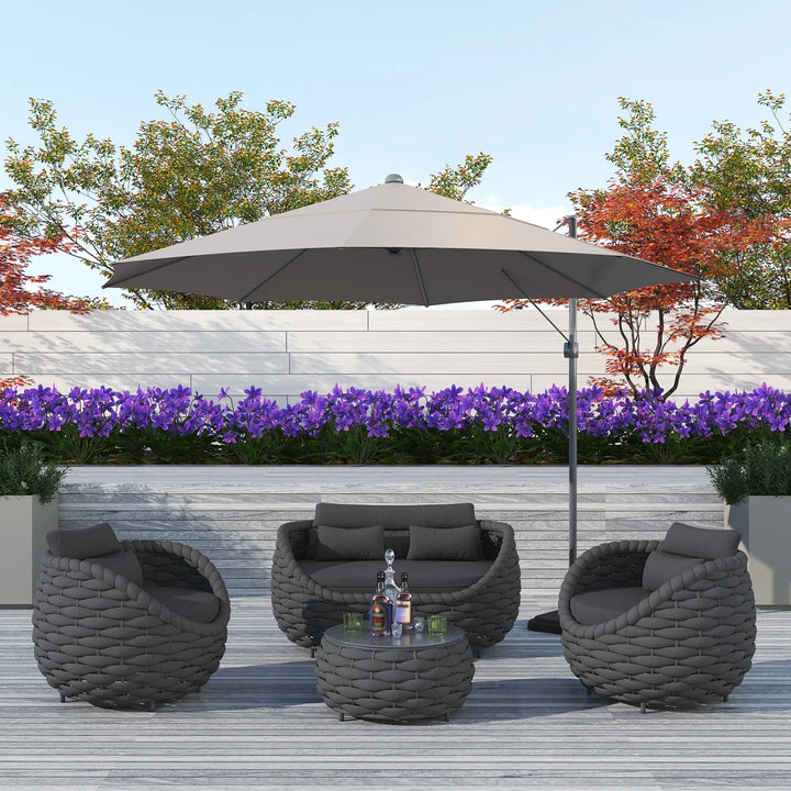 Oligon Outdoor Sofa Set 2 Seater, 2 Single seater and 1 Center Table (Dark Gery) Braided & Rope