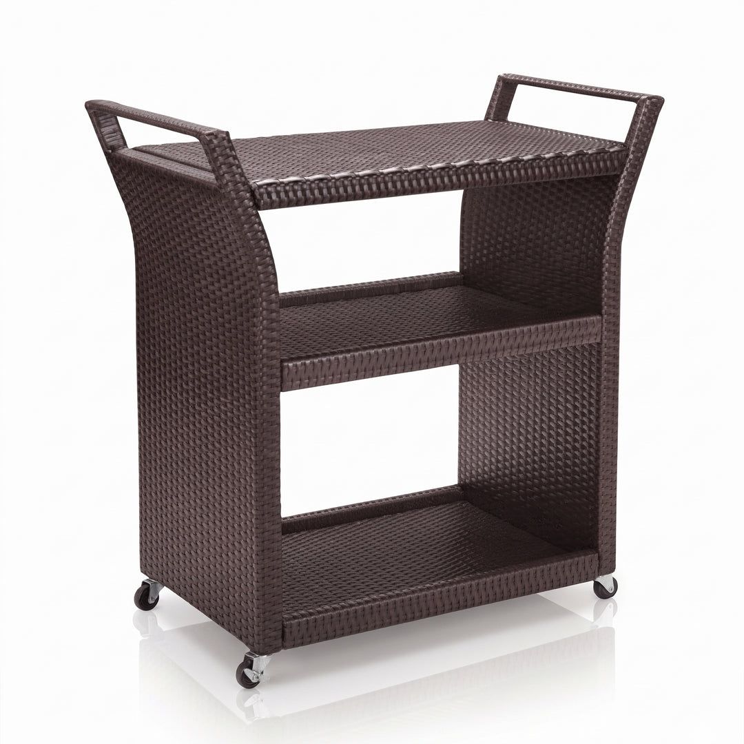 Hilde Outdoor Patio Bar Serving Cart (Brown)
