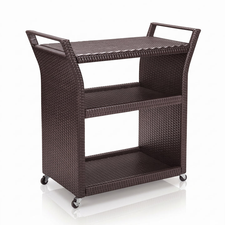 Hilde Outdoor Patio Bar Serving Cart (Brown)