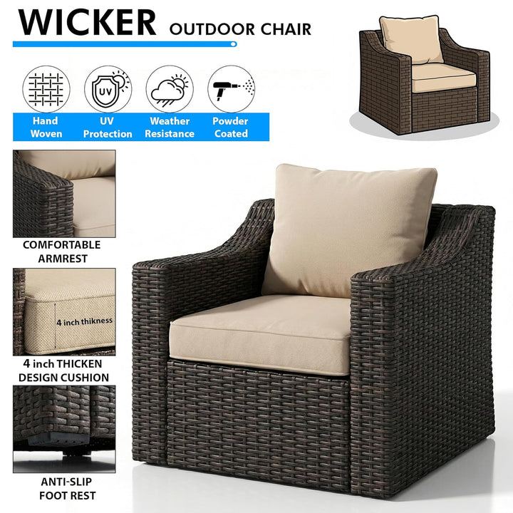 Allesi Outdoor Patio Sofa Set 2 Single Seater , 2 ottoman and 1 Center Table Set (Black)