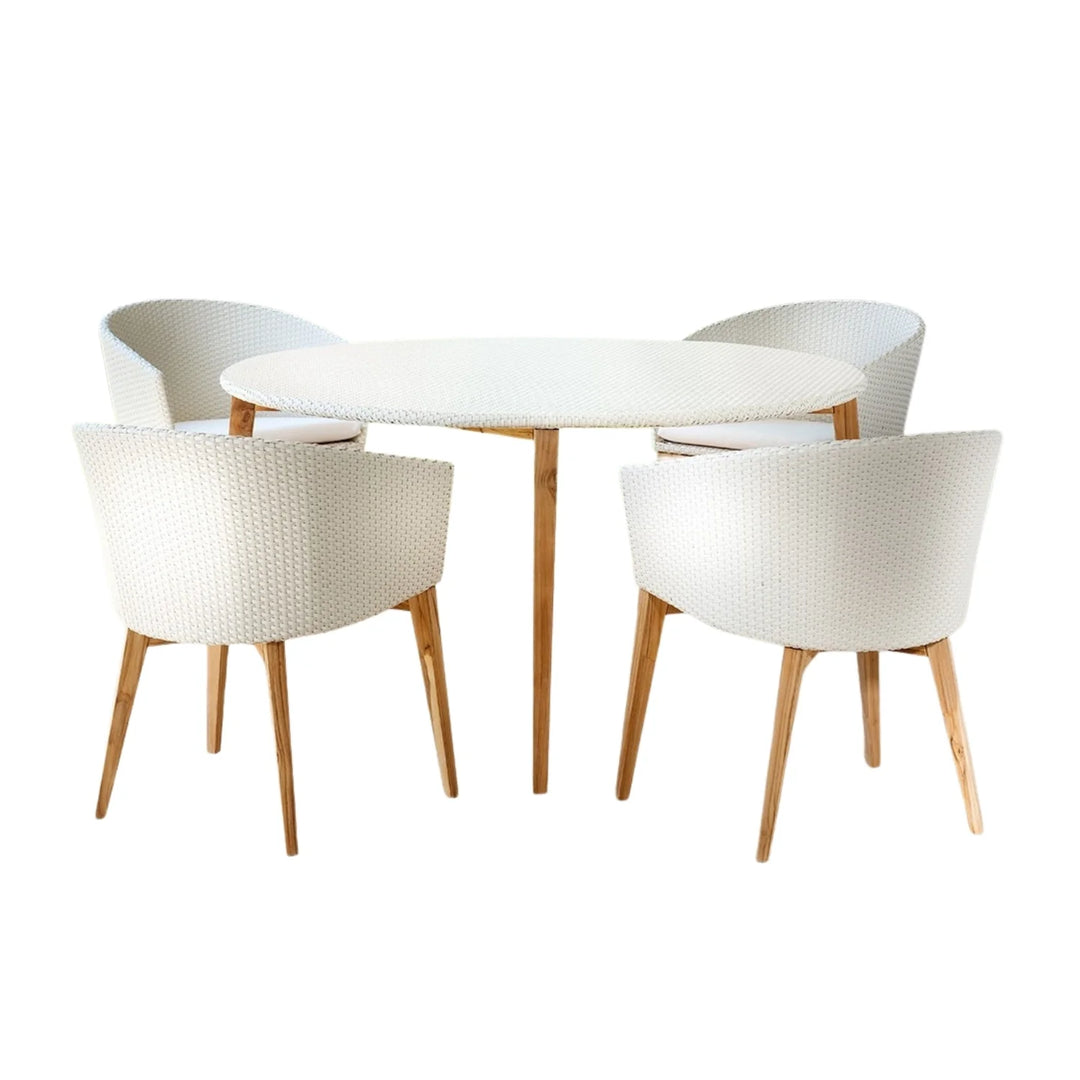 Ligna Outdoor Patio Seating Set 4 Chairs and 1 Table Set (White)