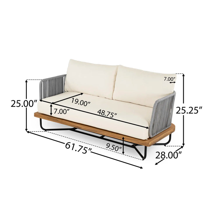 Logema Outdoor Garden Balcony Sofa Set 2 Seater,4 Single Seater With 1 Table Set, Braid & Rope (Grey)