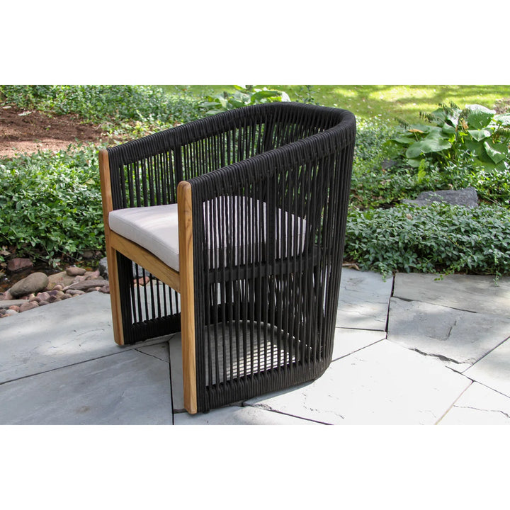 Issoro Outdoor Garden Patio Dining Set 4 Chairs and 1 Table Set (Black) Braided & Rope
