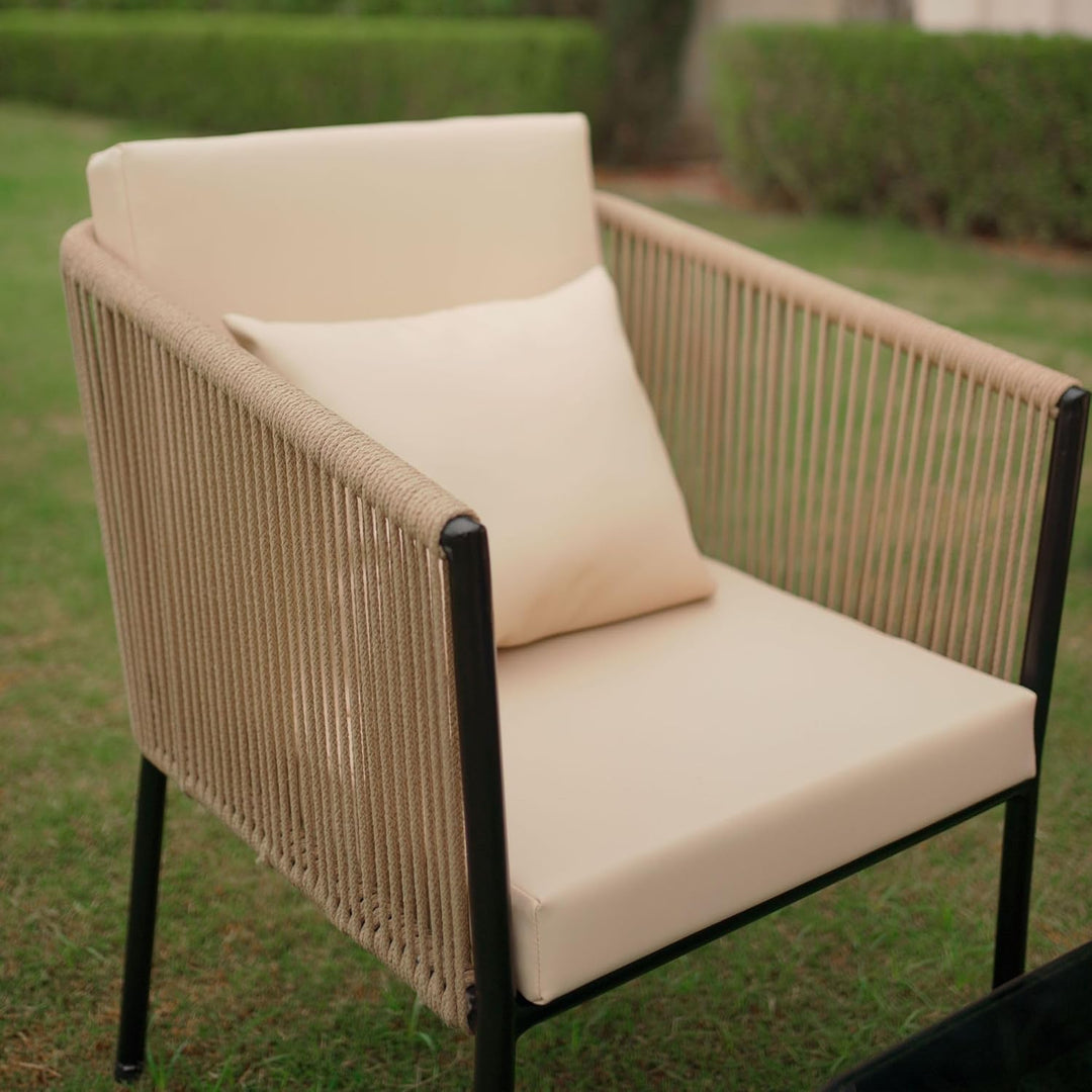 Parna Outdoor Garden Balcony Sofa Set 2 Seater , 2 Single Seater 1 Center Table Set Braided and Rope