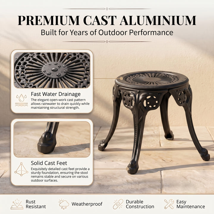 Marlen Cast Aluminium Garden Patio 1 Stool Set
