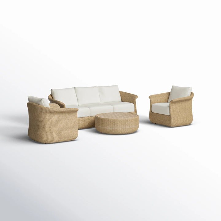 Coist Outdoor Sofa Set 3 Seater, 2 Single seater and 1 Center Table (Honey) Braided & Rope