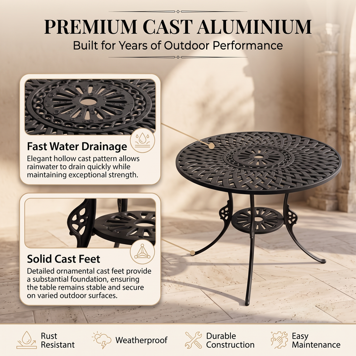 Leon Cast Aluminium Garden Patio 1 Table