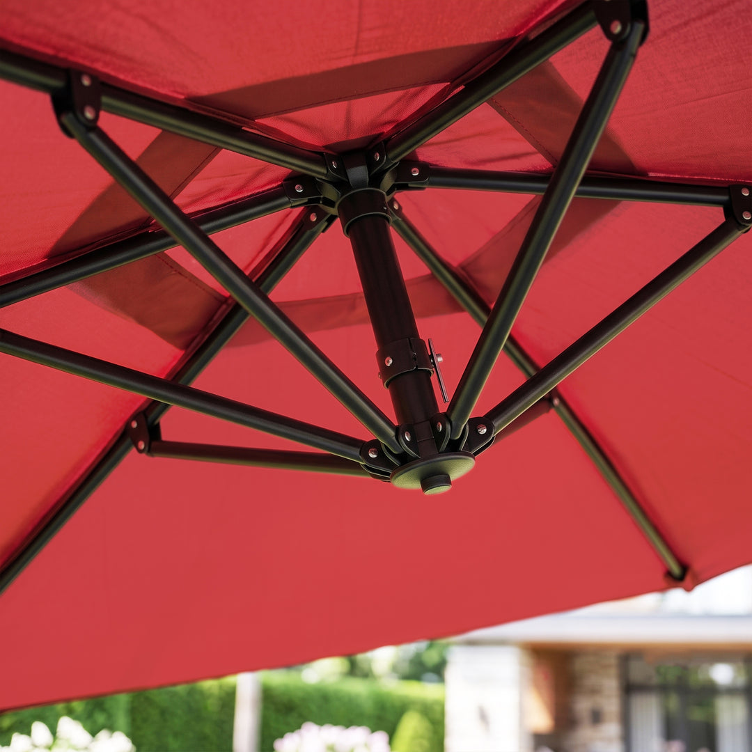Aqua Luxury Side Pole Garden Umbrella With Stand (Round, Mahroon)