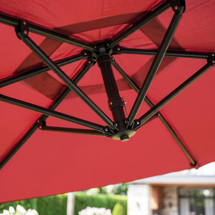 Aqua Luxury Side Pole Garden Umbrella With Stand (Round, Mahroon)