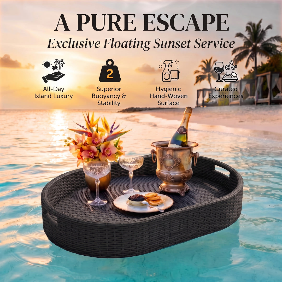 Oval Luxury Floating Serving Tray For Swimming Pool - Black (Oval)