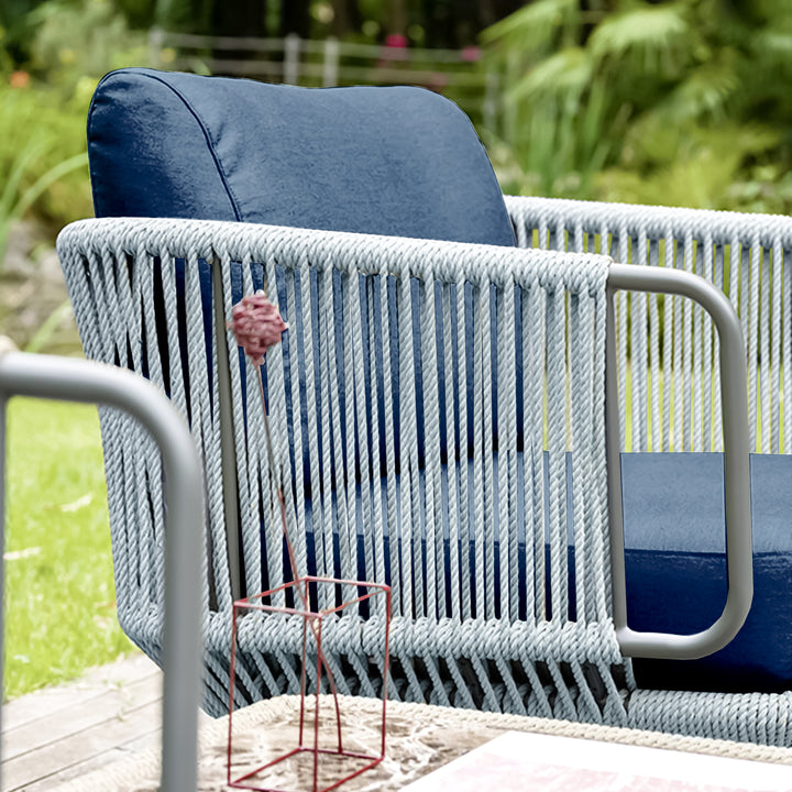 Astoir Outdoor Garden Balcony Sofa Set 3 Seater , 2 Single Seater and 1 Center Table Set Braid & Rope (Grey)