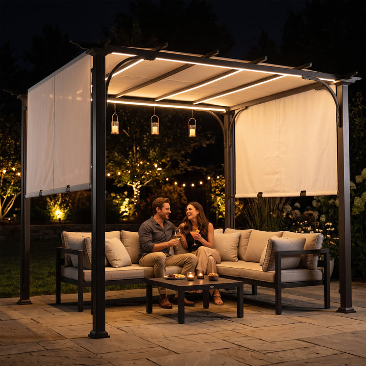Briana Outdoor Pergola For Garden,Terrace (Black)