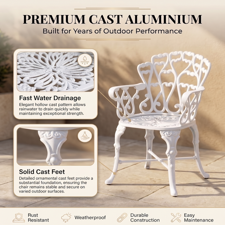 Poli Cast Aluminium Garden Patio Single Seater Chair