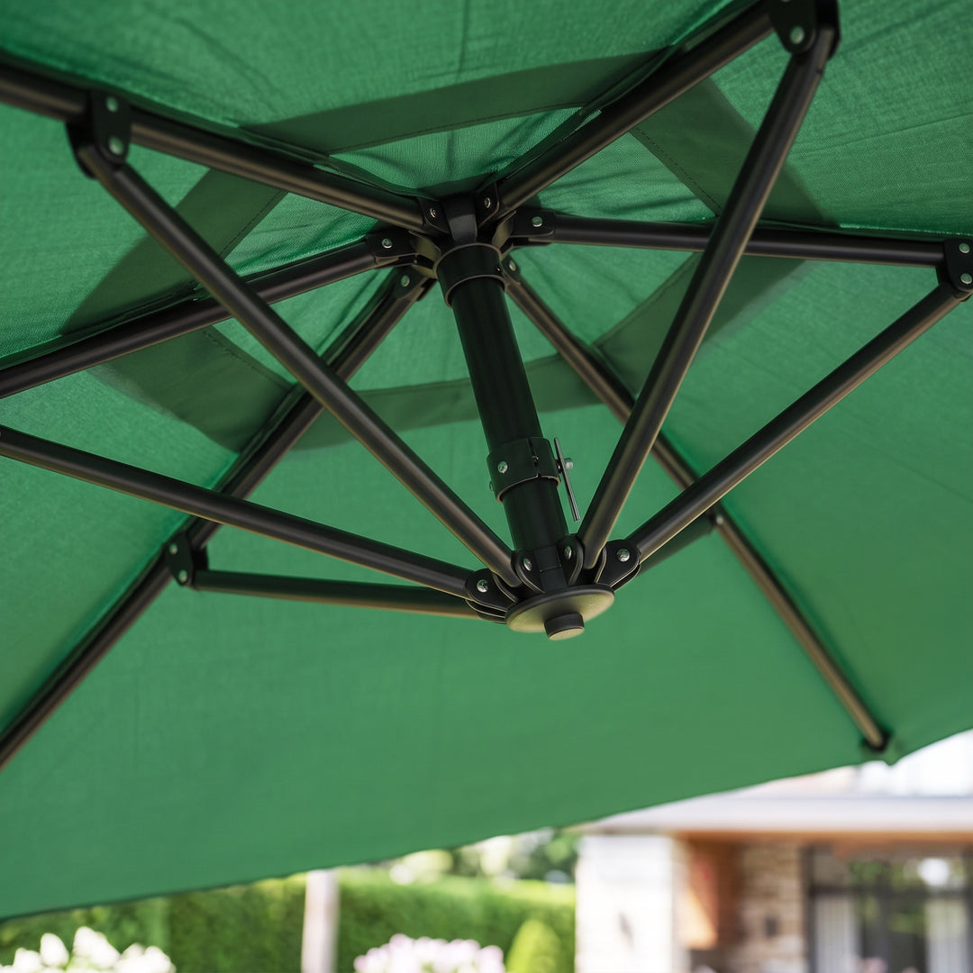 Destin Luxury Side Pole Garden Umbrella With Stand (Round, Green)