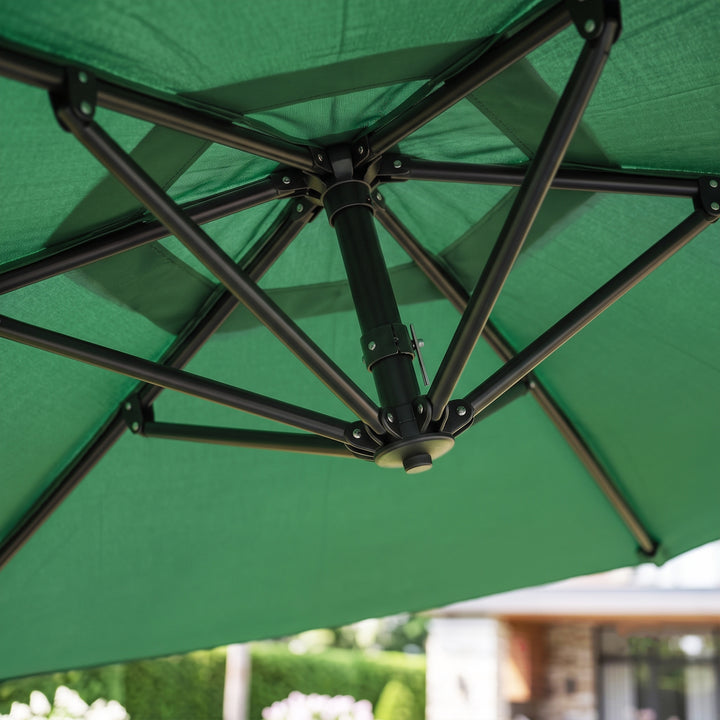 Destin Luxury Side Pole Garden Umbrella With Stand (Round, Green)