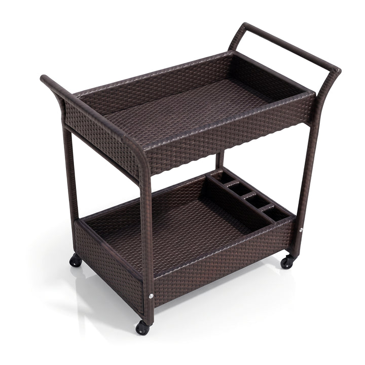 Avis Outdoor Patio Bar Serving Cart (Dark Brown)