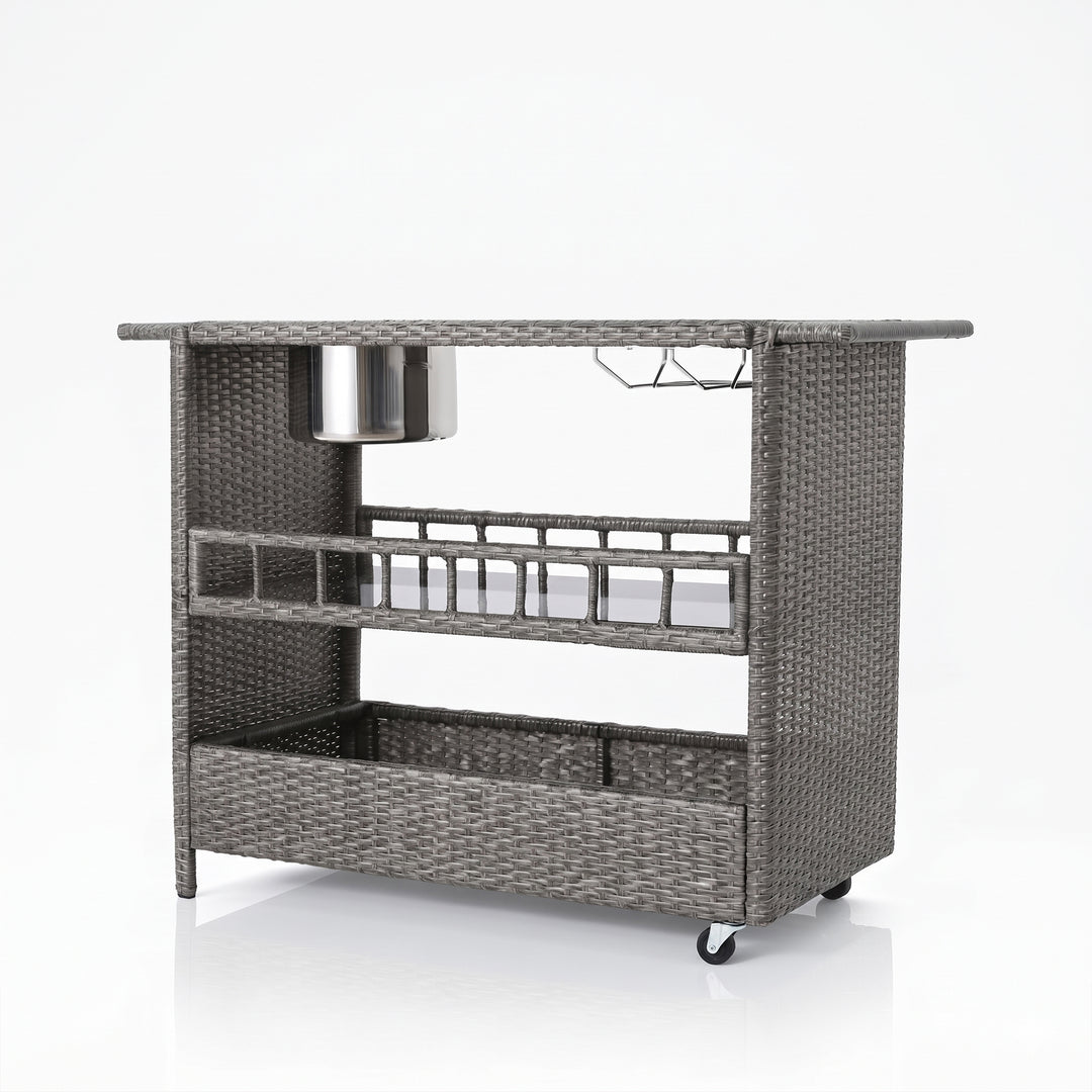 Sasc Outdoor Patio Bar Serving Cart (Grey)