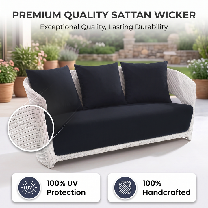 Zibra Outdoor Garden Balcony Sofa Set 2 Seater , 2  Single Seater 1 Center Table With Side Table  Set (White)
