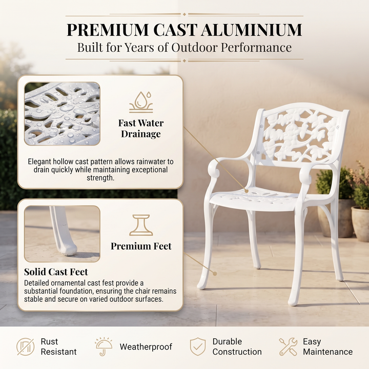 Levin Cast Aluminium Garden Patio Single Seater Chair