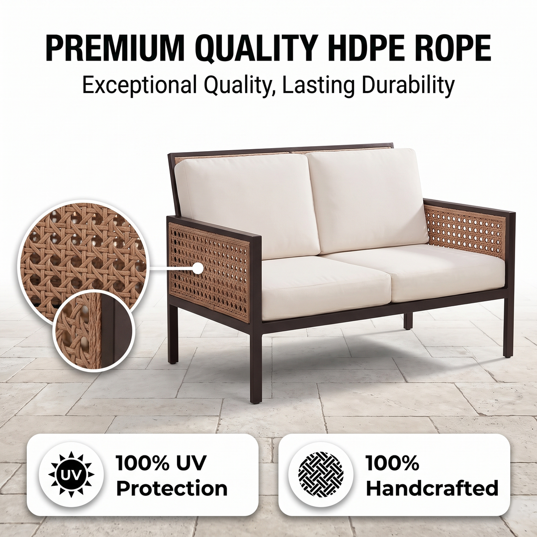Vizoly Outdoor Garden Balcony Sofa Set  2 Seater, 2 Single seater and 1 Center Table Set (Brown)