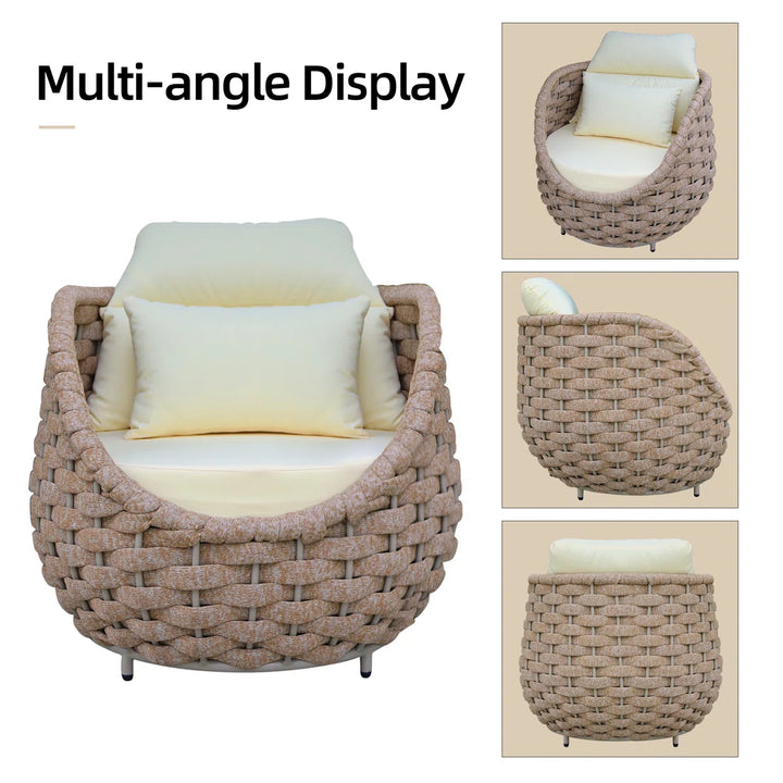 Equo Outdoor Sofa Set 2 Seater, 2 Single seater and 1 Center Table Braided & Rope
