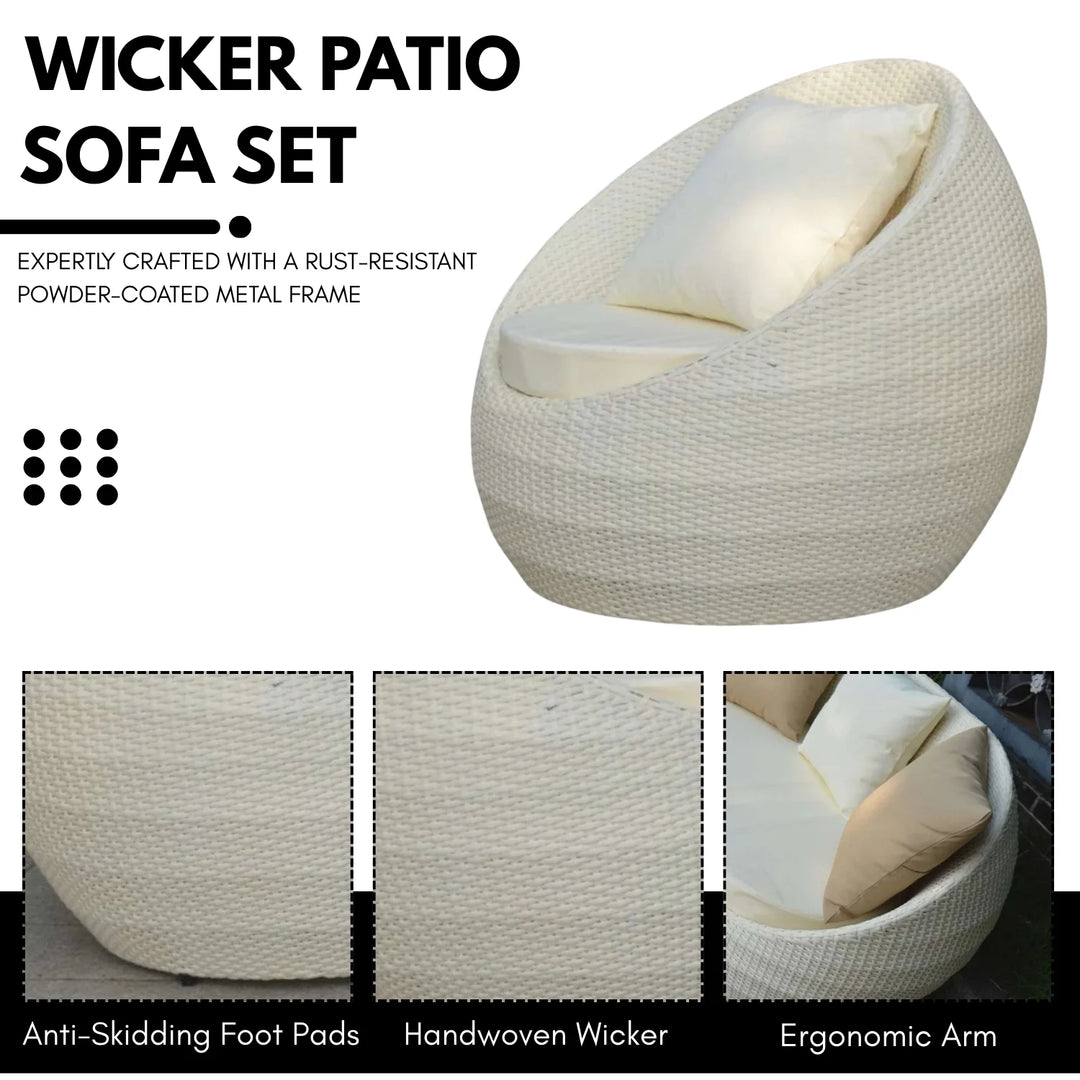 Retto Outdoor Sofa Set 2 Seater , 2 Single seater and 1 Center Table Set (White)