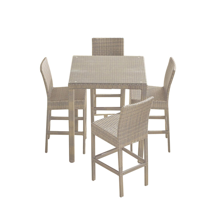 Warin Outdoor Patio Bar Sets 4 Chairs And 1 Table For Balcony (Grey)