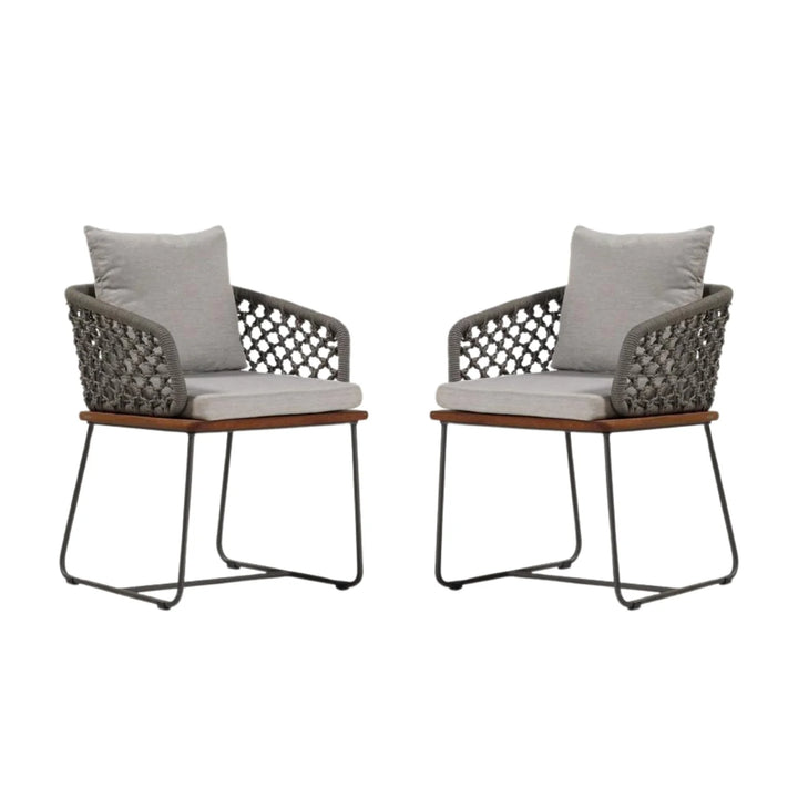Grillo Outdoor Patio Seating Set 2 Chairs Set Braid & Rope(Grey)