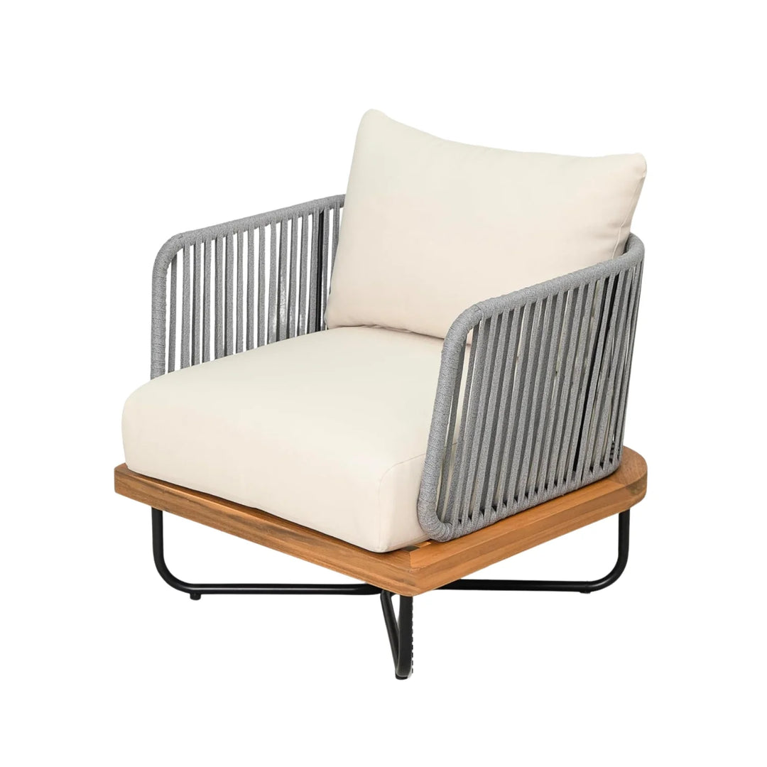 Eros Outdoor Garden Balcony Sofa Set 2 Seater , 2 Single Seater 1 Center Table Set Braided and Rope (Grey)