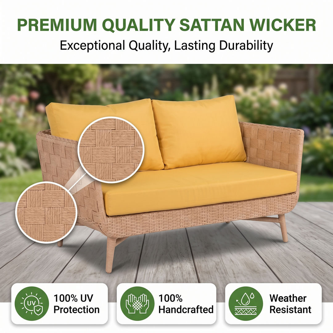 Palerma Outdoor Sofa Set 2 Seater , 2 Single seater , 1 Center table (Honey)