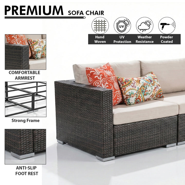Marea Outdoor Patio Sofa Set 5 seater and 1 Center Table (Brown)