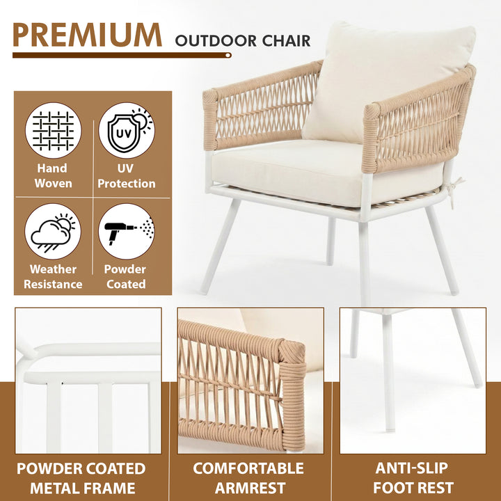 Frias Outdoor Sofa Set 2 Seater, 2 Single seater and 1 Center Table Braided & Rope